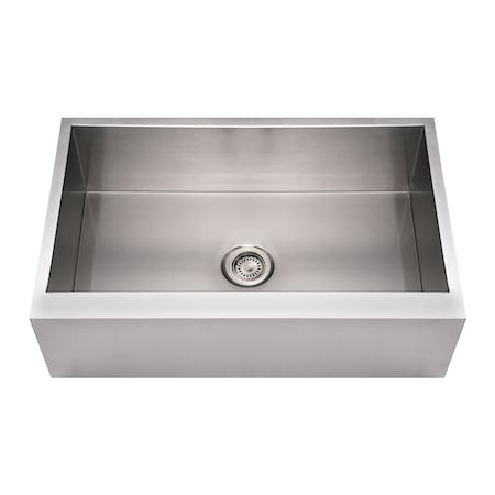 Whitehaus Brushed SS Commercial Sgl Bowl Front Apron Sink, Brushed SS WHNCMAP3321